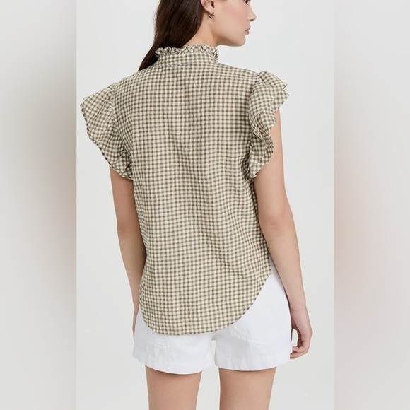 Veronica Beard Jeans Women’s Tenille Olive White Plaid Sleeveless Blouse Medium - Picture 9 of 15